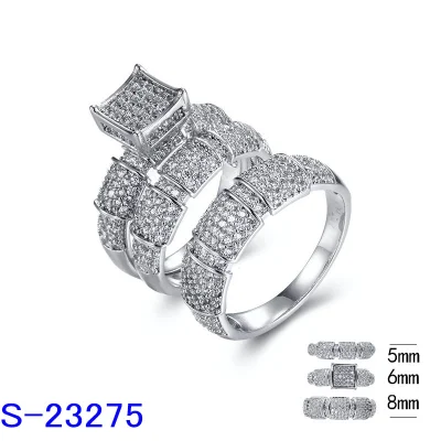 Factory Wholesale Sterling Silver Brass Copper Diamond Zircon Wedding Engagement Ring for Women